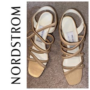 Vintage Nordstrom Like New Heels Neutral Beige Tan Strappy Square Toe  Sz 7